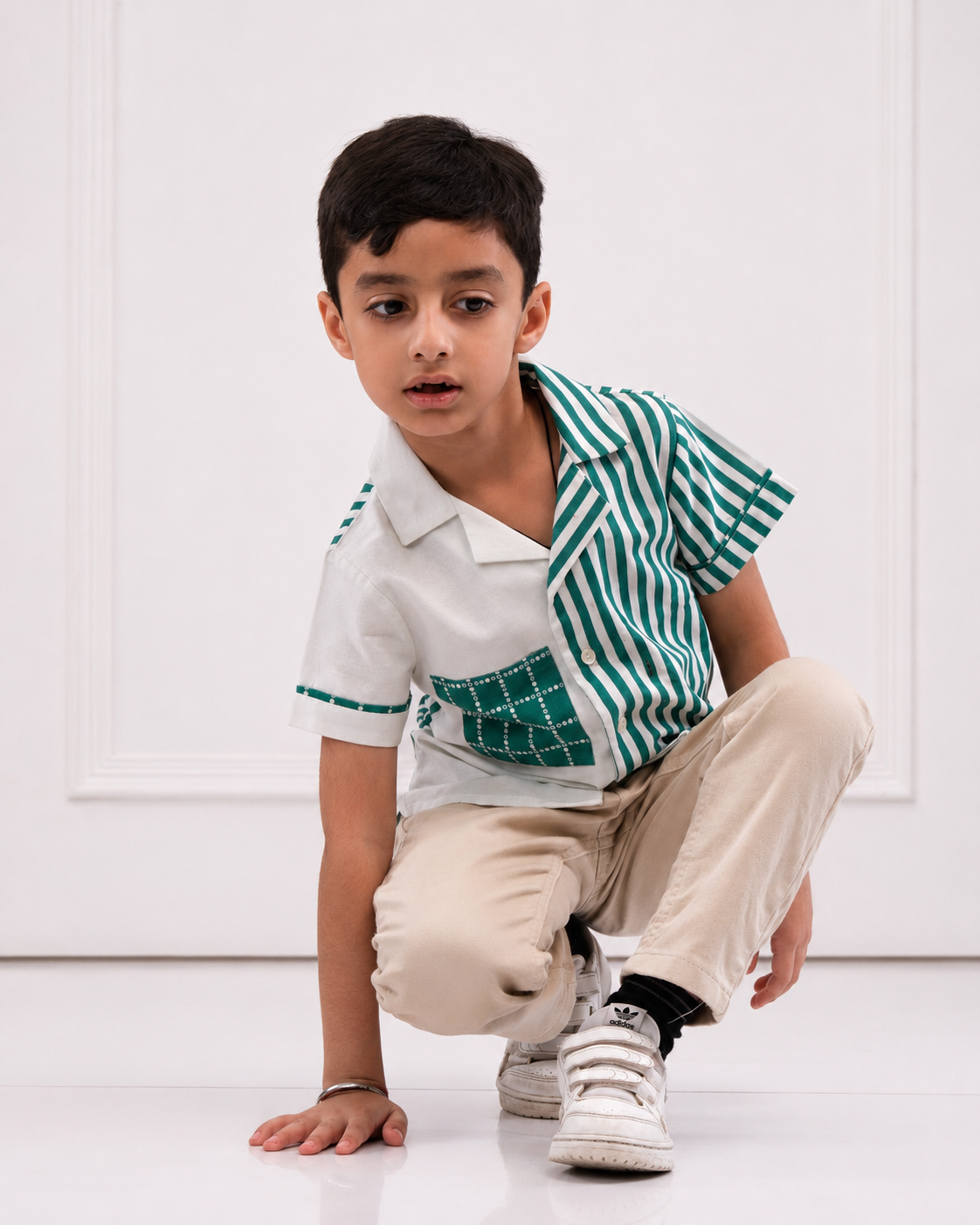 Alfie -  Boy's Green Striped Shirt