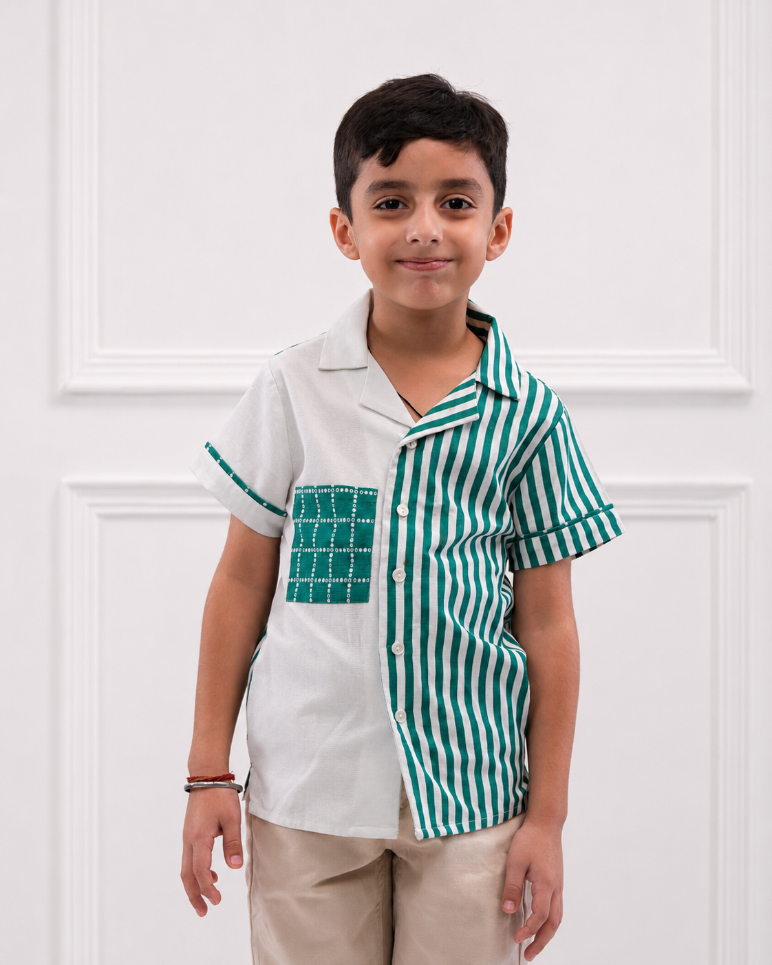 Alfie -  Boy's Green Striped Shirt