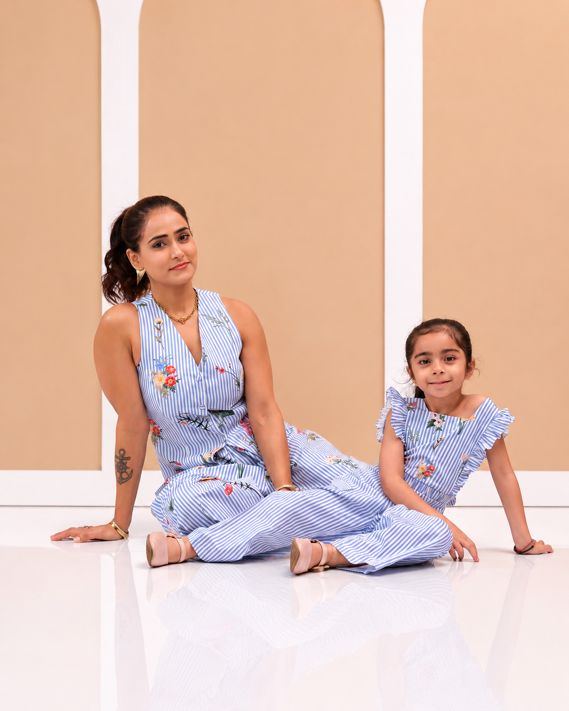 Wildflower Lane & Daisy - Blue Striped Mother Daughter Combo