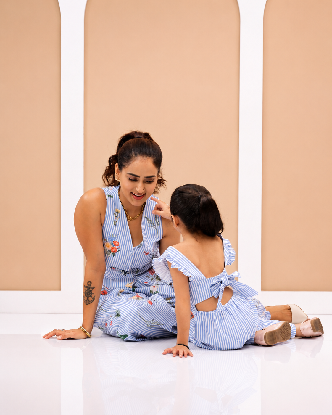 Wildflower Lane & Daisy - Blue Striped Mother Daughter Combo