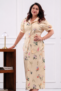 Mole's Meadow - Women's Yellow Striped Shirt and Pencil Skirt Cord
