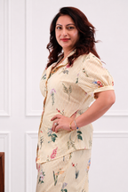 Mole's Meadow - Women's Yellow Striped Shirt and Pencil Skirt