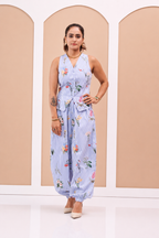 Wildflower Lane - Women's Blue Striped Blazer & Balloon Pants