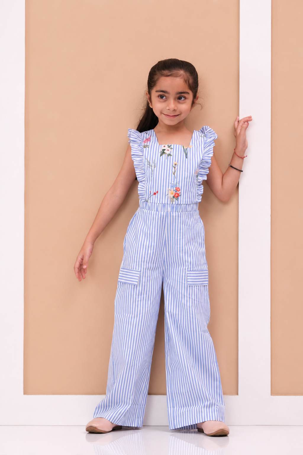 Daisy - Girls's Blue Striped Jumpsuit