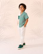 Alfie -  Boy's Green Striped Shirt