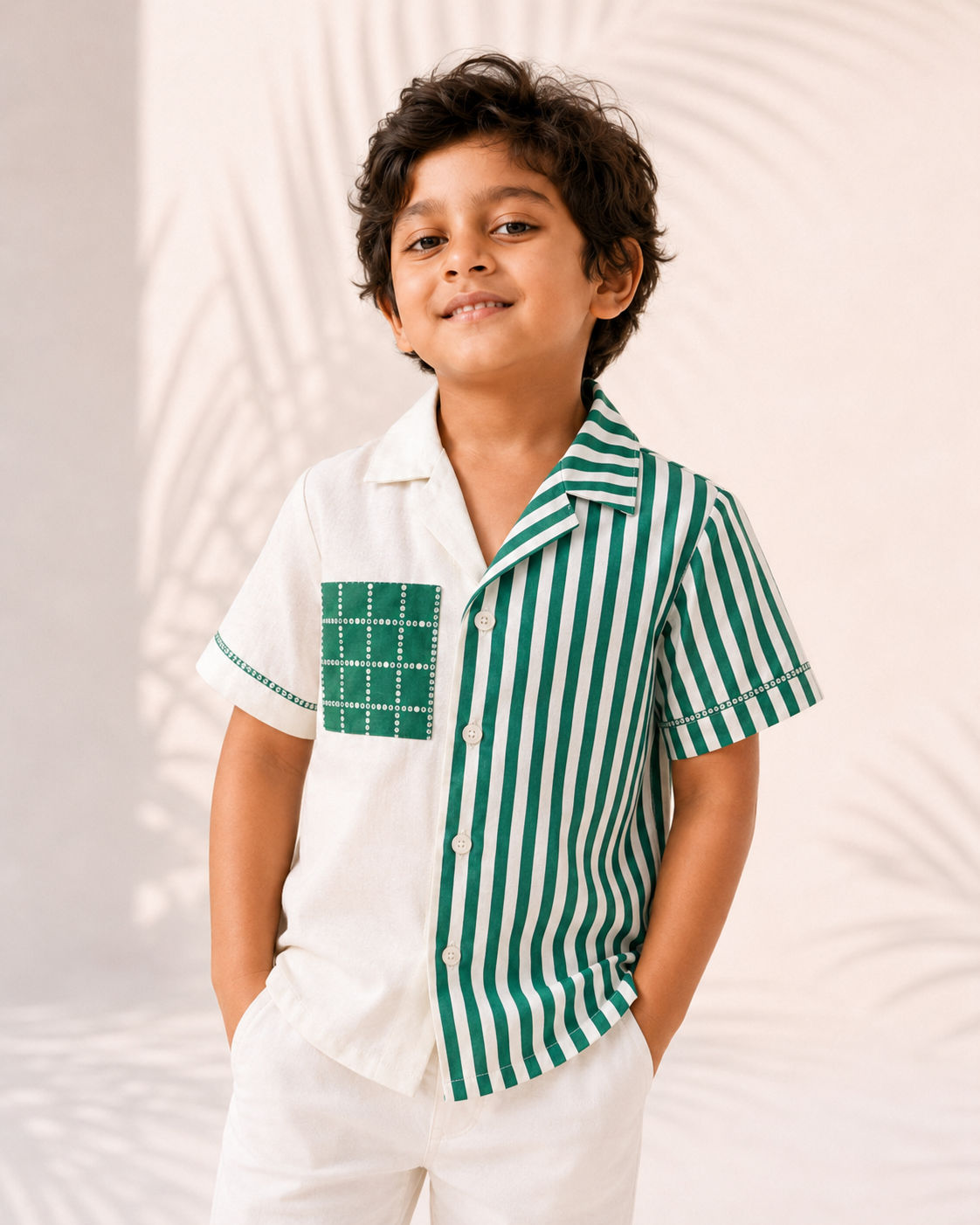 Alfie -  Boy's Green Striped Shirt