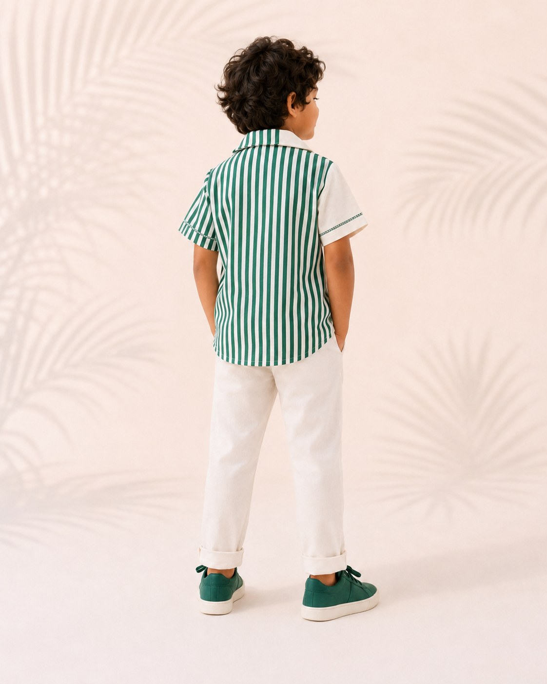 Alfie -  Boy's Green Striped Shirt