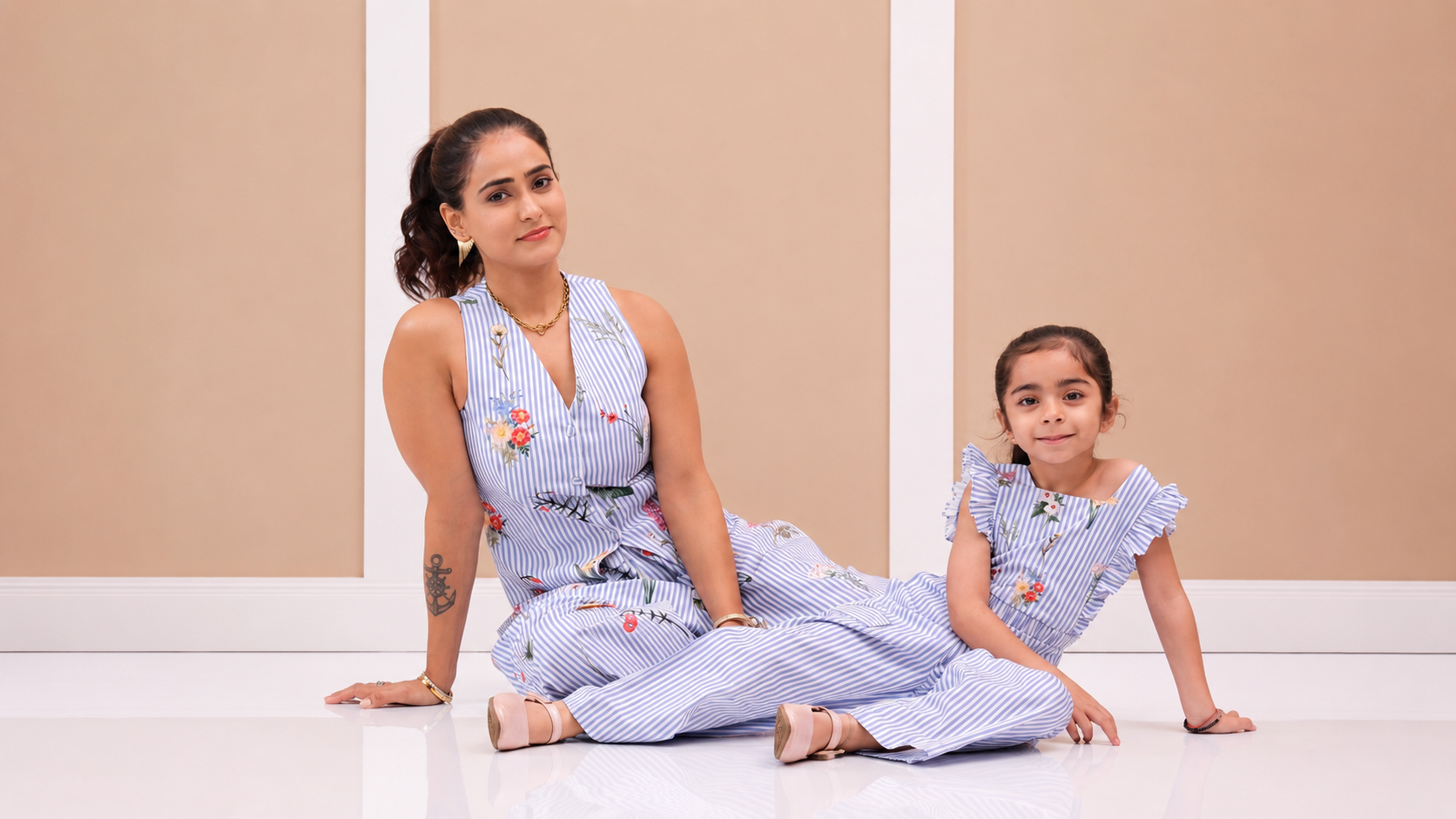 Wildflower Lane & Daisy - Blue Striped Mother Daughter Combo