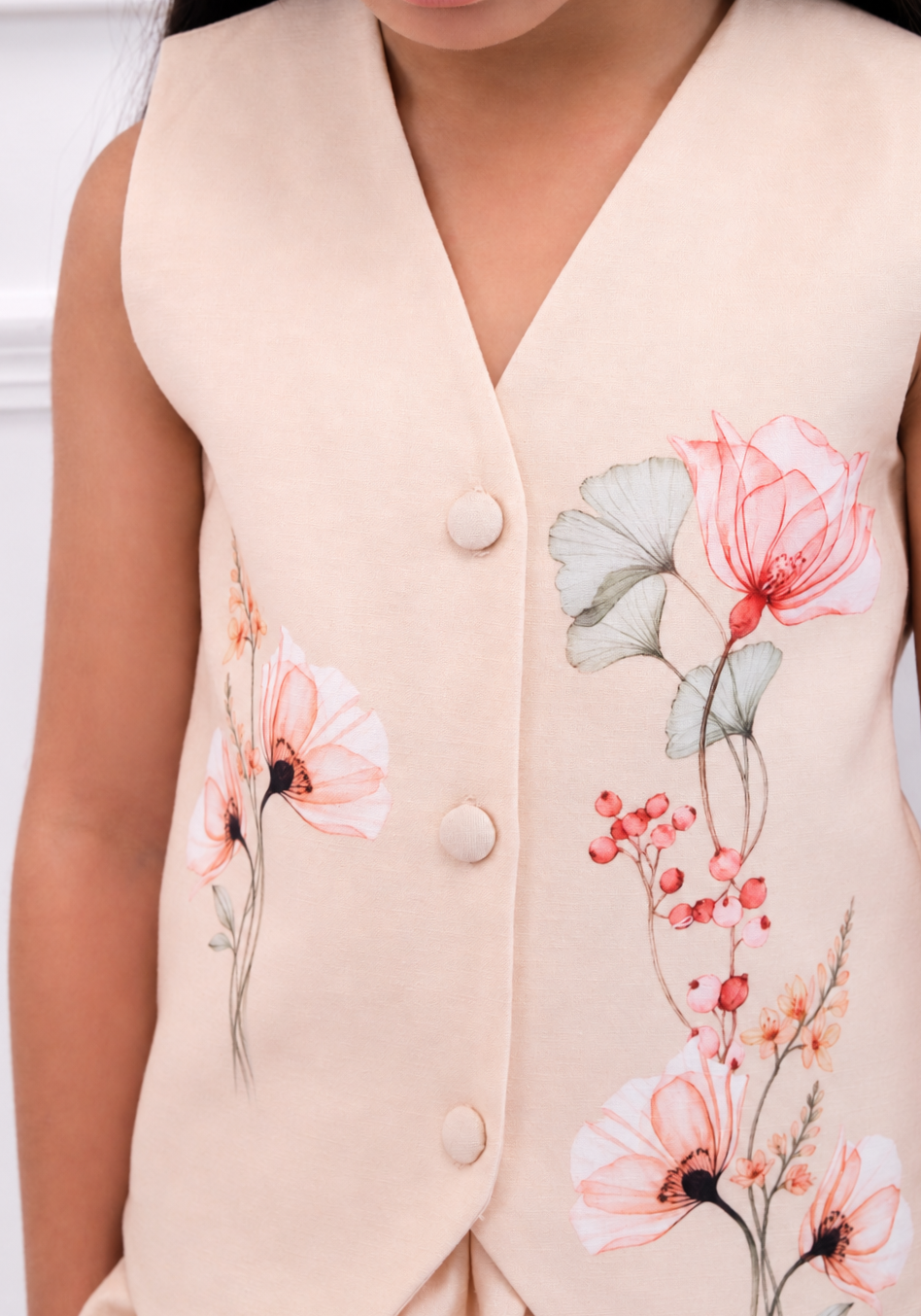 Sophie - Girls's Floral WaistCoat & Balloon Skirt