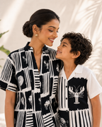 Mother-Son Ocean Block Print Combo