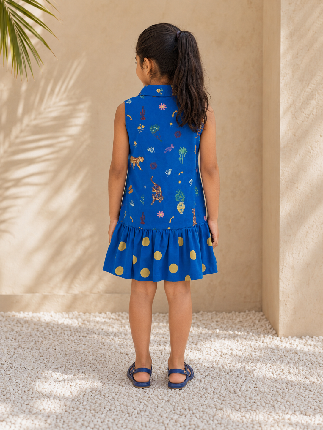 Brydon - Girls's Jungle Shirt Dress (Blue)