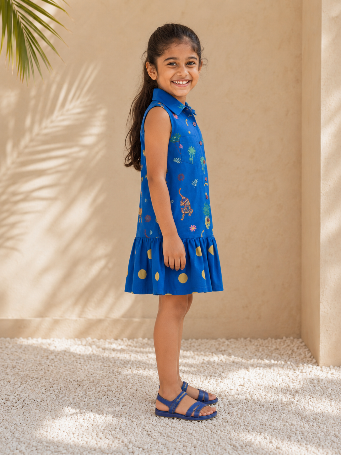 Brydon - Girls's Jungle Shirt Dress (Blue)