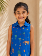 Brydon - Girls's Jungle Shirt Dress (Blue)