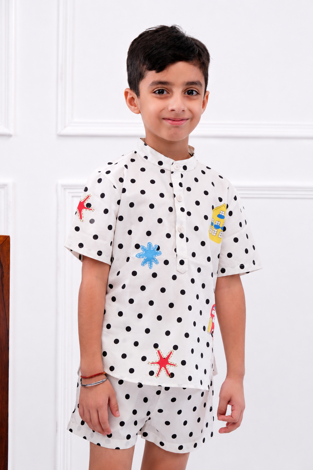 John - Boy's Polka Kurta Shirt & Shorts