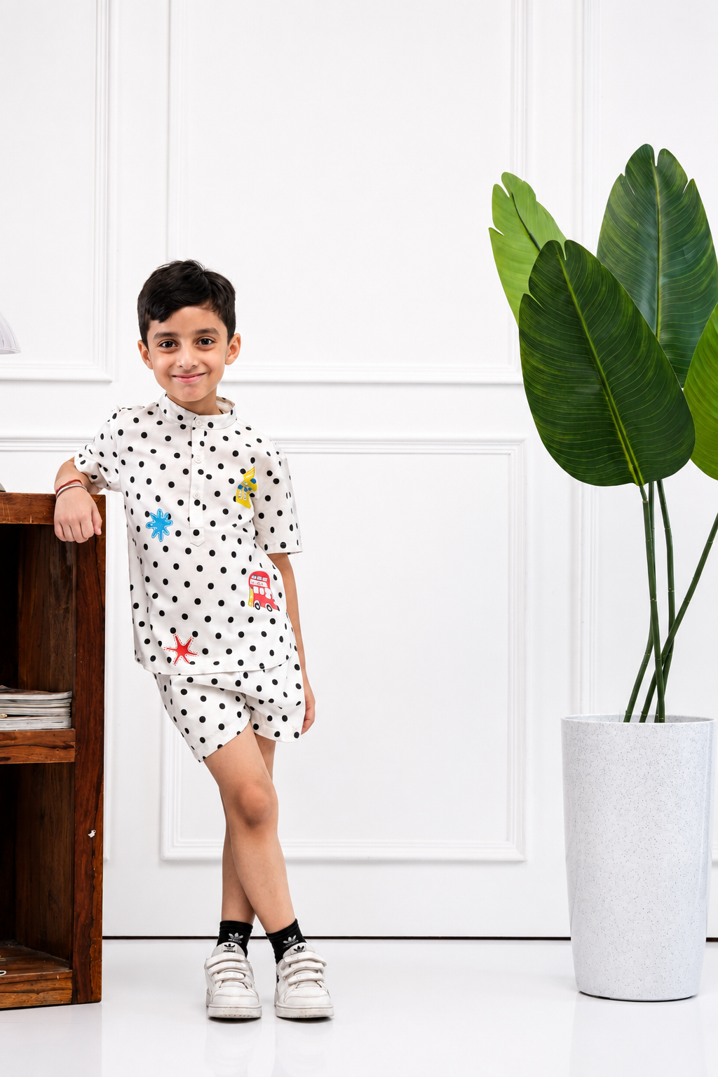 John - Boy's Polka Kurta Shirt & Shorts