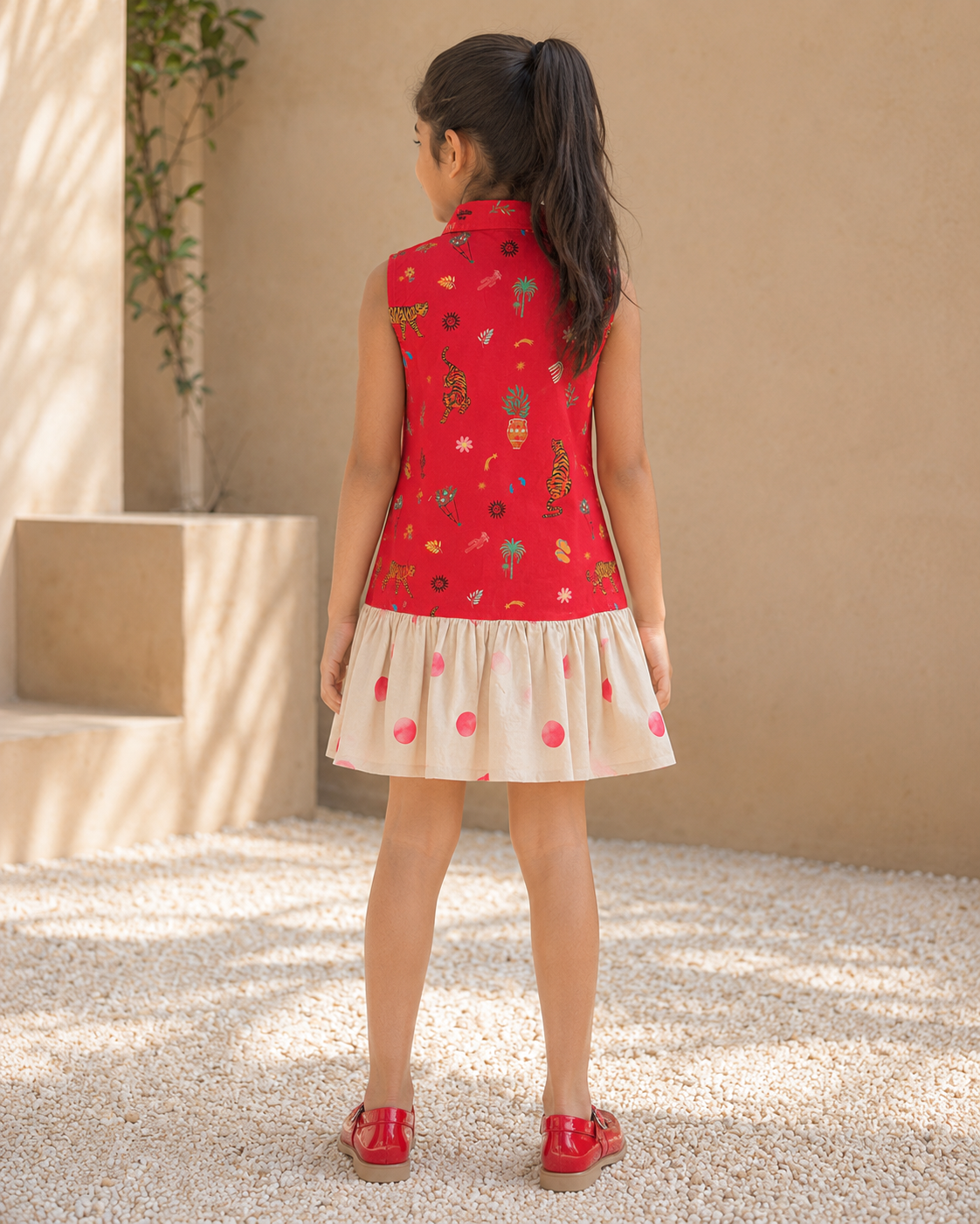Brydon - Girls's Jungle Shirt Dress (Red)