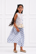 Jane - Girls's Peplum Sleeveless Shirt & Flared Skirt
