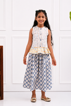 Jane - Girls's Peplum Sleeveless Shirt & Flared Skirt