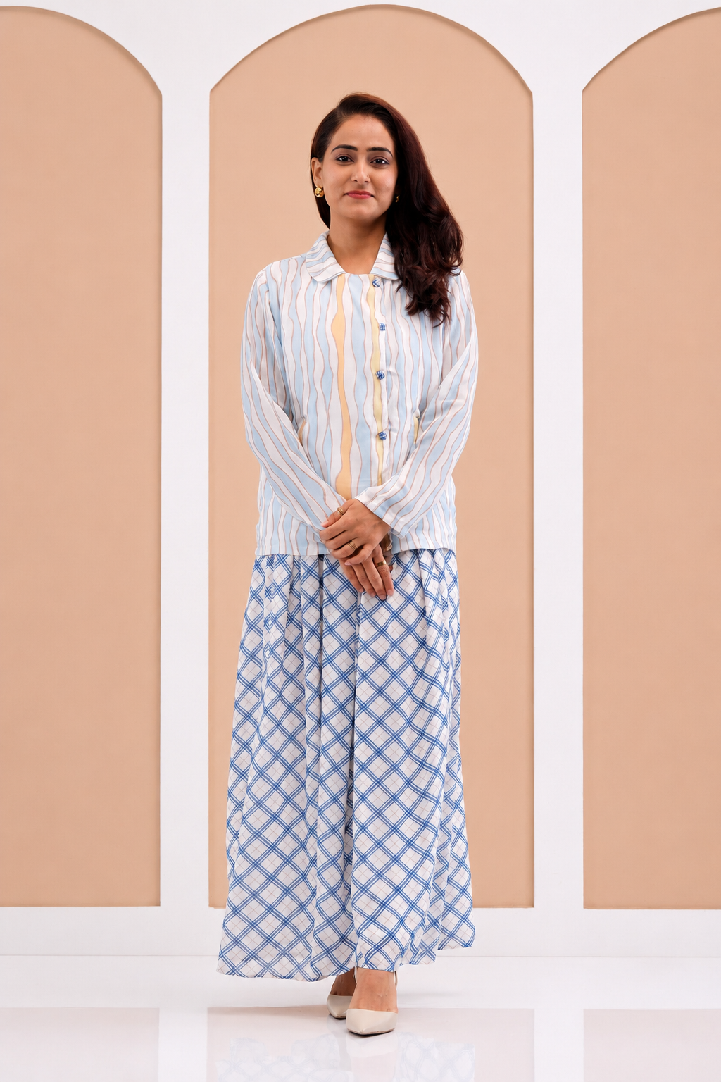Rosalind - Women's Collared Shirt & Flared Skirt