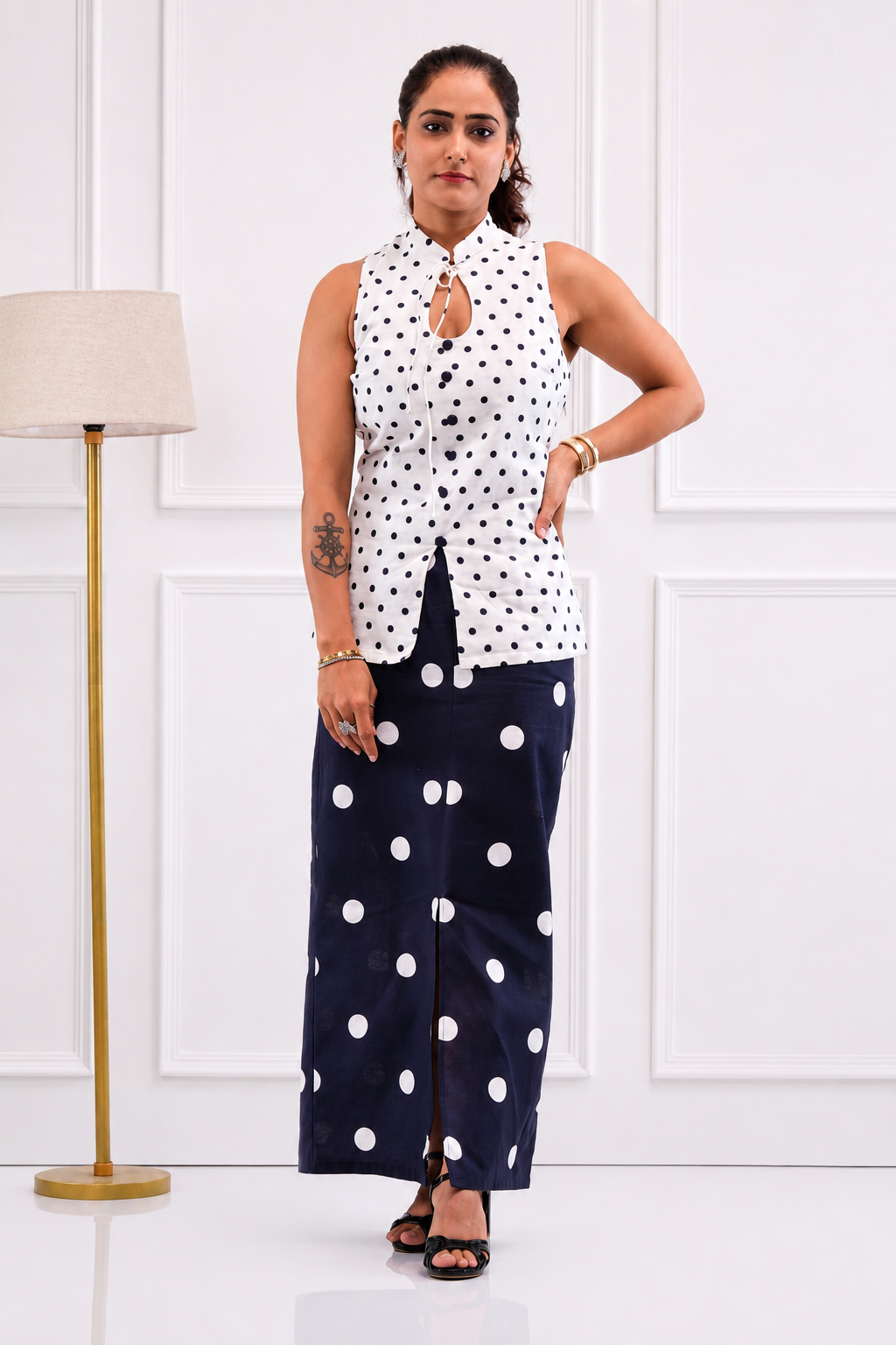 Molly - Women's Polka Shirt & Pencil Skirt