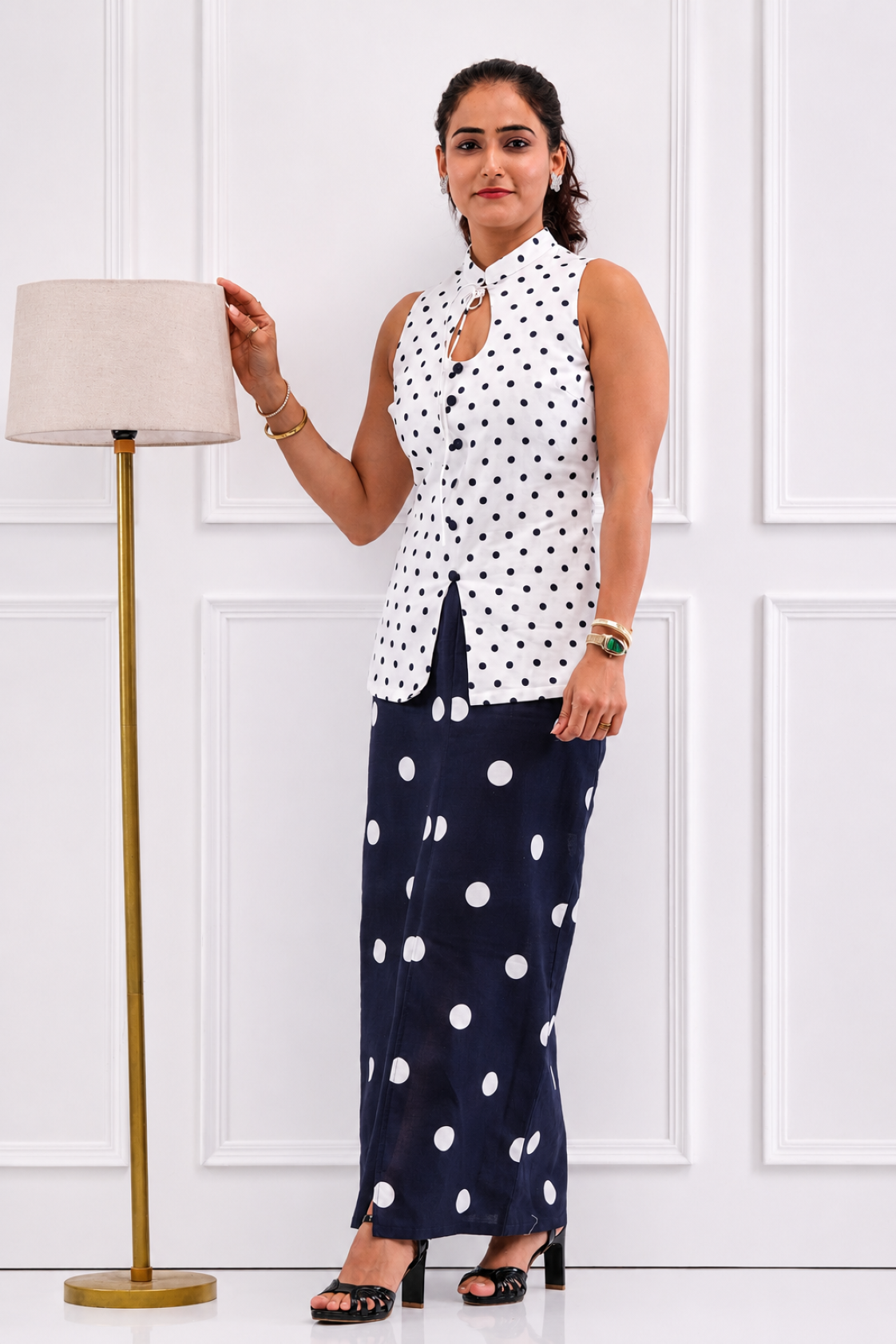 Molly - Women's Polka Shirt & Pencil Skirt