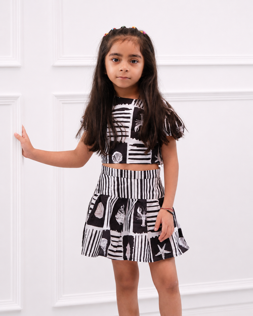Beatrice - Girls's Ocean Block Top & Skirt