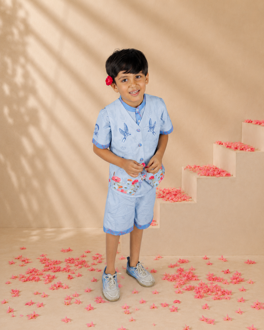 Udaan - Boy's Floral Three-Piece Co-ord Set