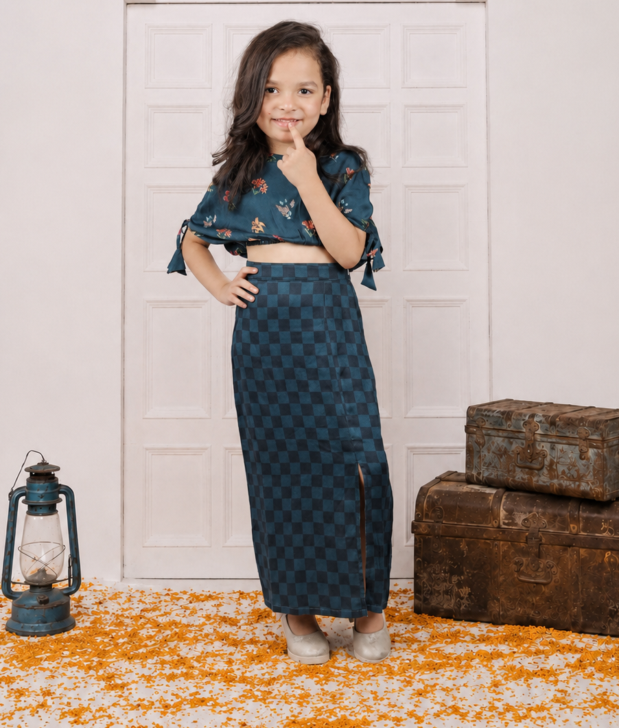 Gulzaar - Girls's Floral Top & Skirt