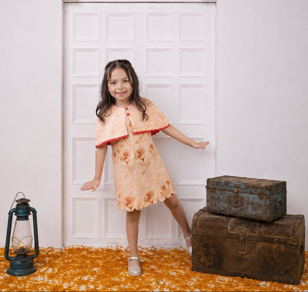 Shagun - Girls's Printed Cape Dress
