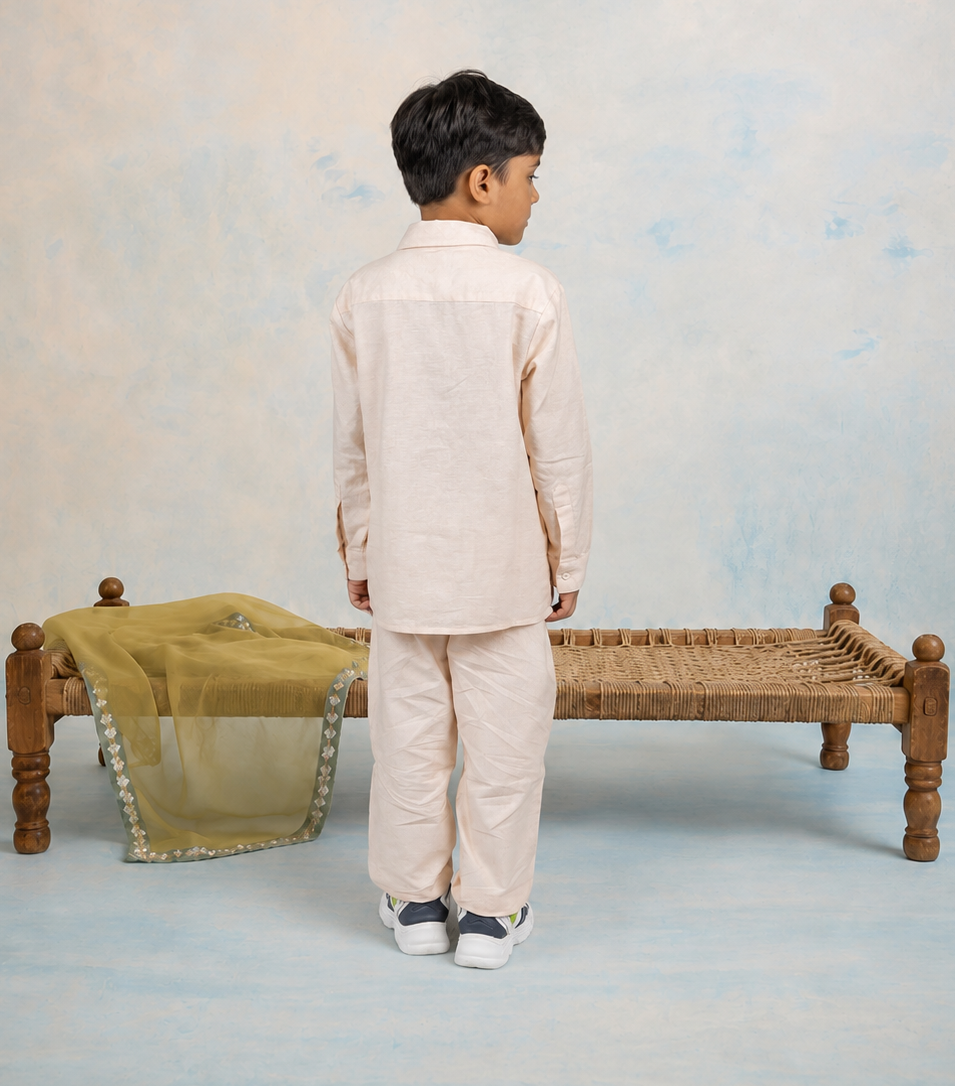 Aangan - Boy's Temple Inspired Shirt & Trouser Set