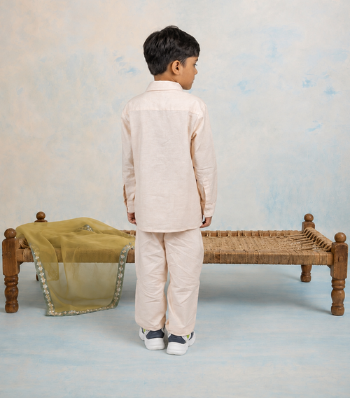 Aangan - Boy's Temple Inspired Shirt & Trouser Set
