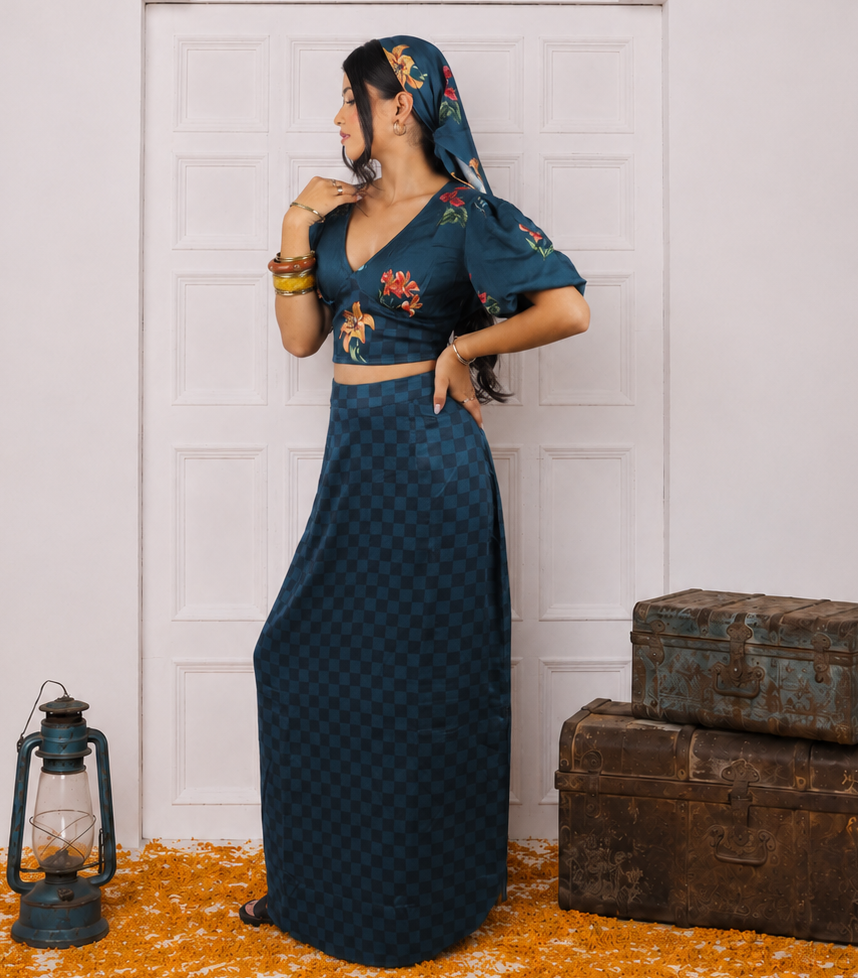 Gulzar - Women's Floral & Checkered Co-ord Set