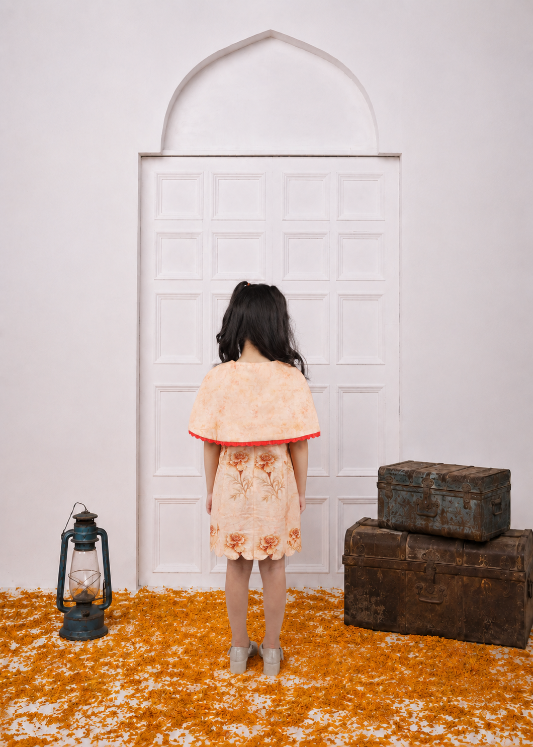 Shagun - Girls's Printed Cape Dress