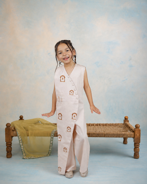 Aangan - Girls's Temple Print Jump Suit